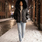 Short Oversized Puffer Jacket with Faux Fur Hood