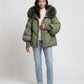 Short Oversized Puffer Jacket with Faux Fur Hood