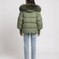Short Oversized Puffer Jacket with Faux Fur Hood