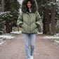 Short Oversized Puffer Jacket with Faux Fur Hood