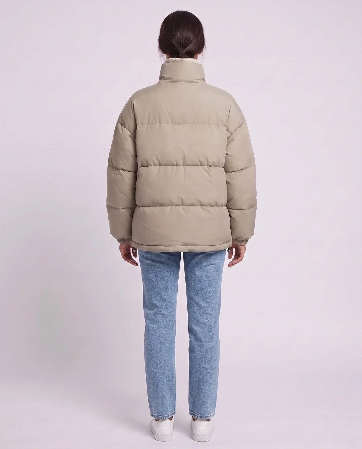 Short Oversized Puffer Jacket with Contrast Zip