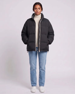 Short Oversized Puffer Jacket with Contrast Zip