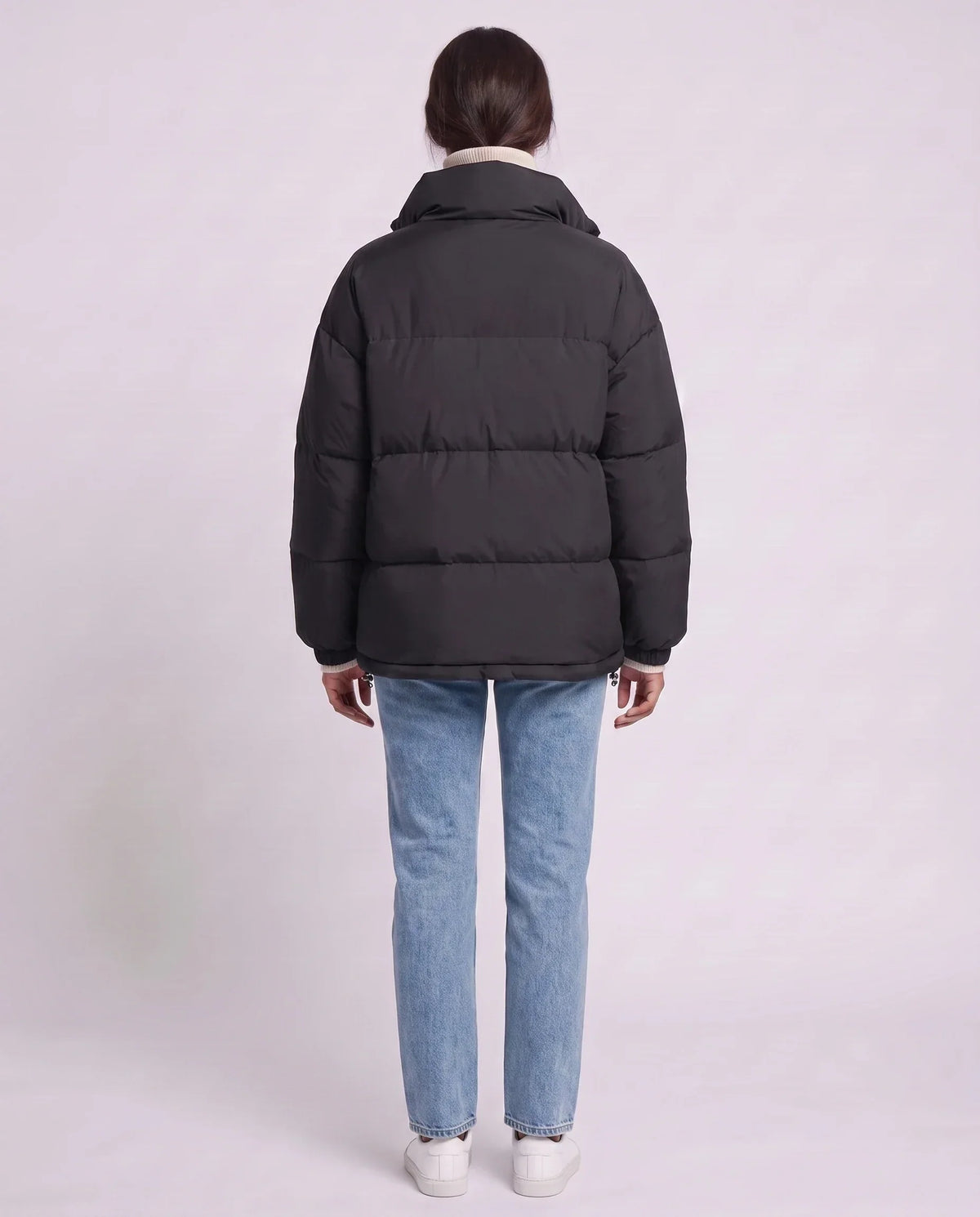 Short Oversized Puffer Jacket with Contrast Zip