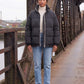 Short Oversized Puffer Jacket with Contrast Zip