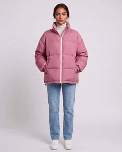 Short Oversized Puffer Jacket with Contrast Zip
