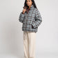 Short Reversible Puffer Jacket in Chocolate and Tartan
