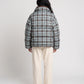 Short Reversible Puffer Jacket in Chocolate and Tartan
