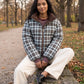 Short Reversible Puffer Jacket in Chocolate and Tartan