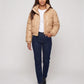 Short Faux Leather Puffer Jacket with Poppers