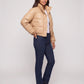 Short Faux Leather Puffer Jacket with Poppers