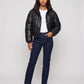 Short Faux Leather Puffer Jacket with Poppers