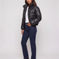 Short Faux Leather Puffer Jacket with Poppers