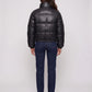 Short Faux Leather Puffer Jacket with Poppers