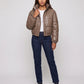 Short Faux Leather Puffer Jacket with Poppers