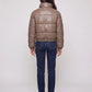 Short Faux Leather Puffer Jacket with Poppers