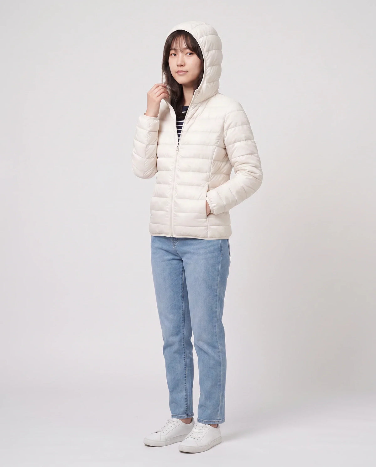 Short Ultra-Lightweight Hooded Puffer Jacket