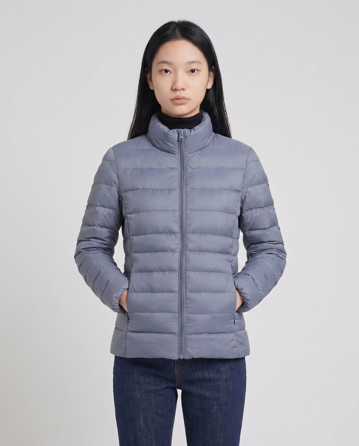 Short Ultra-Lightweight Puffer Jacket with Funnel Collar