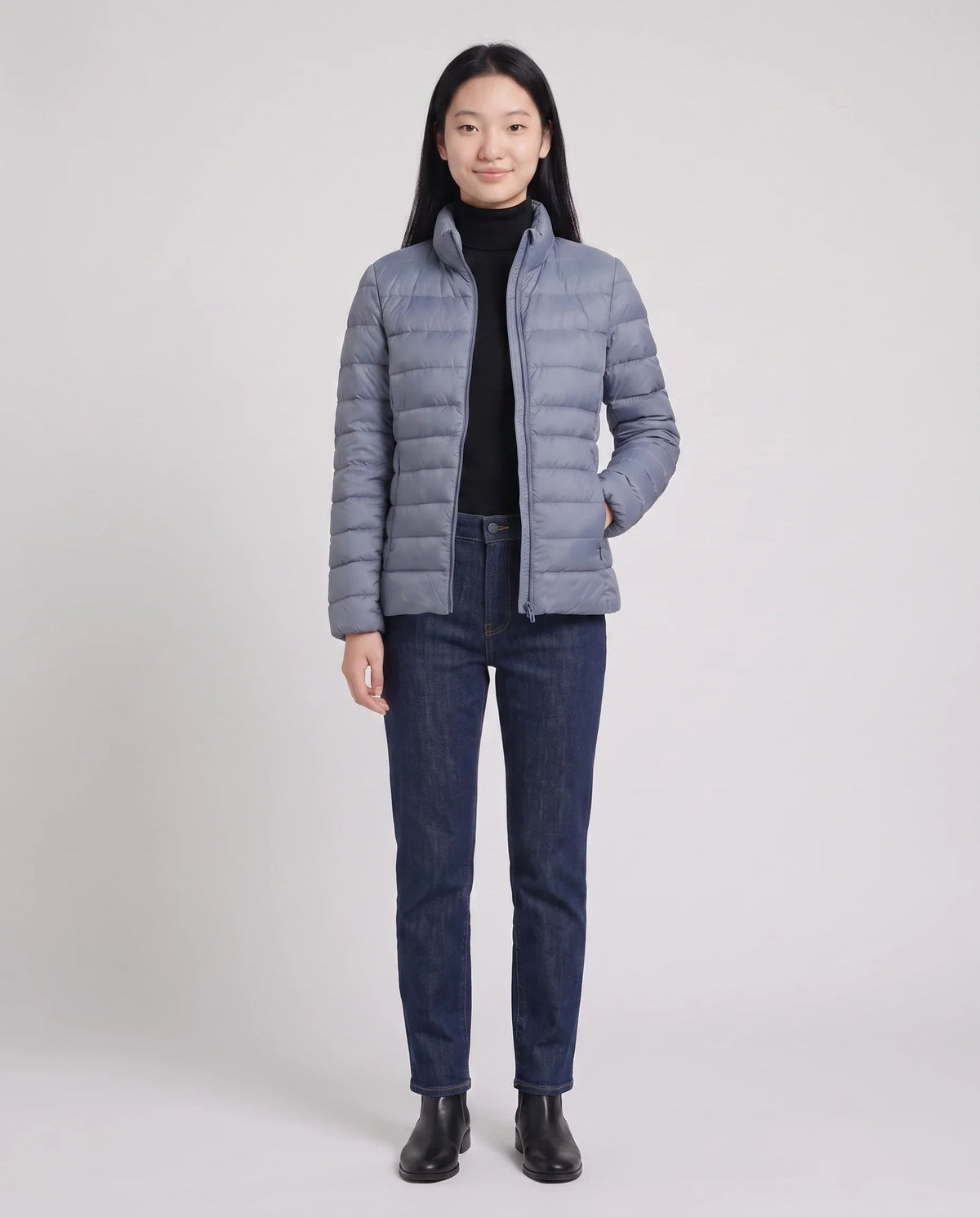 Short Ultra-Lightweight Puffer Jacket with Funnel Collar