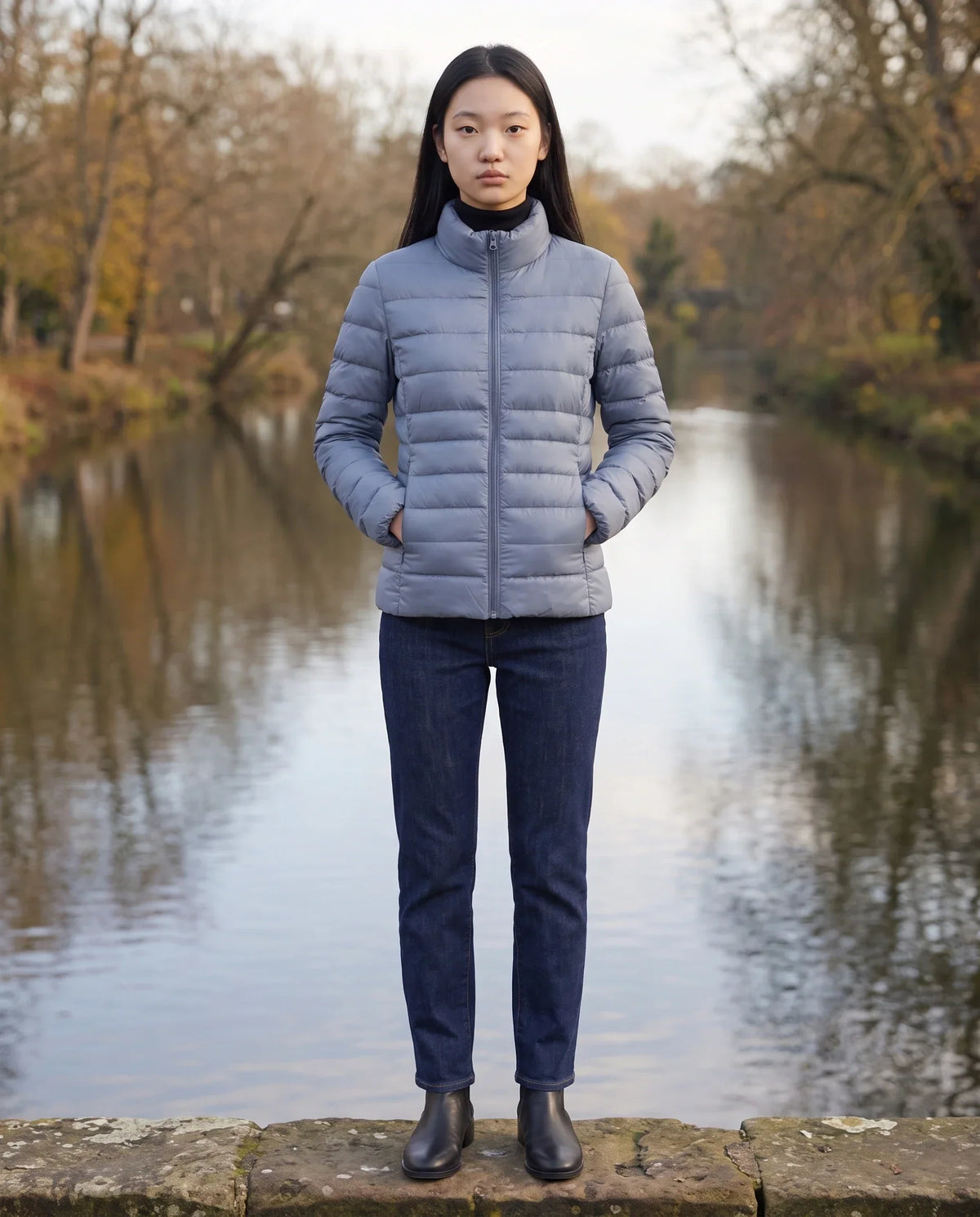 Short Ultra-Lightweight Puffer Jacket with Funnel Collar