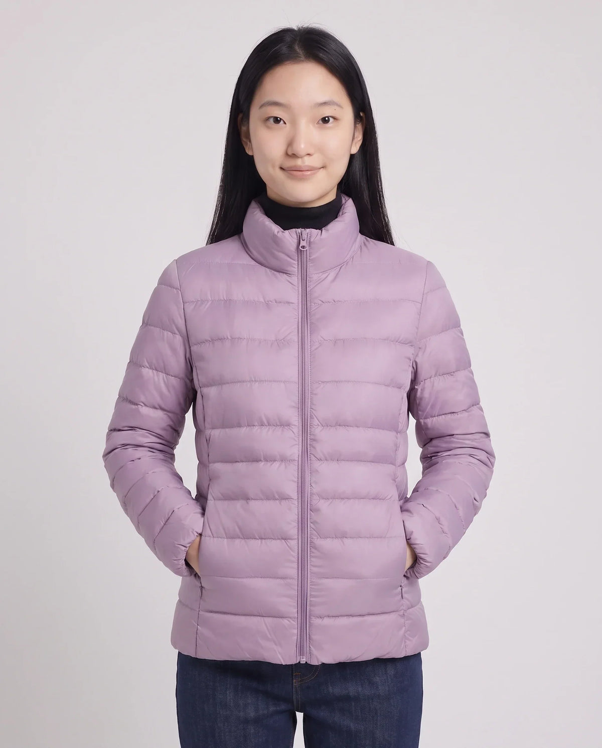Short Ultra-Lightweight Puffer Jacket with Funnel Collar
