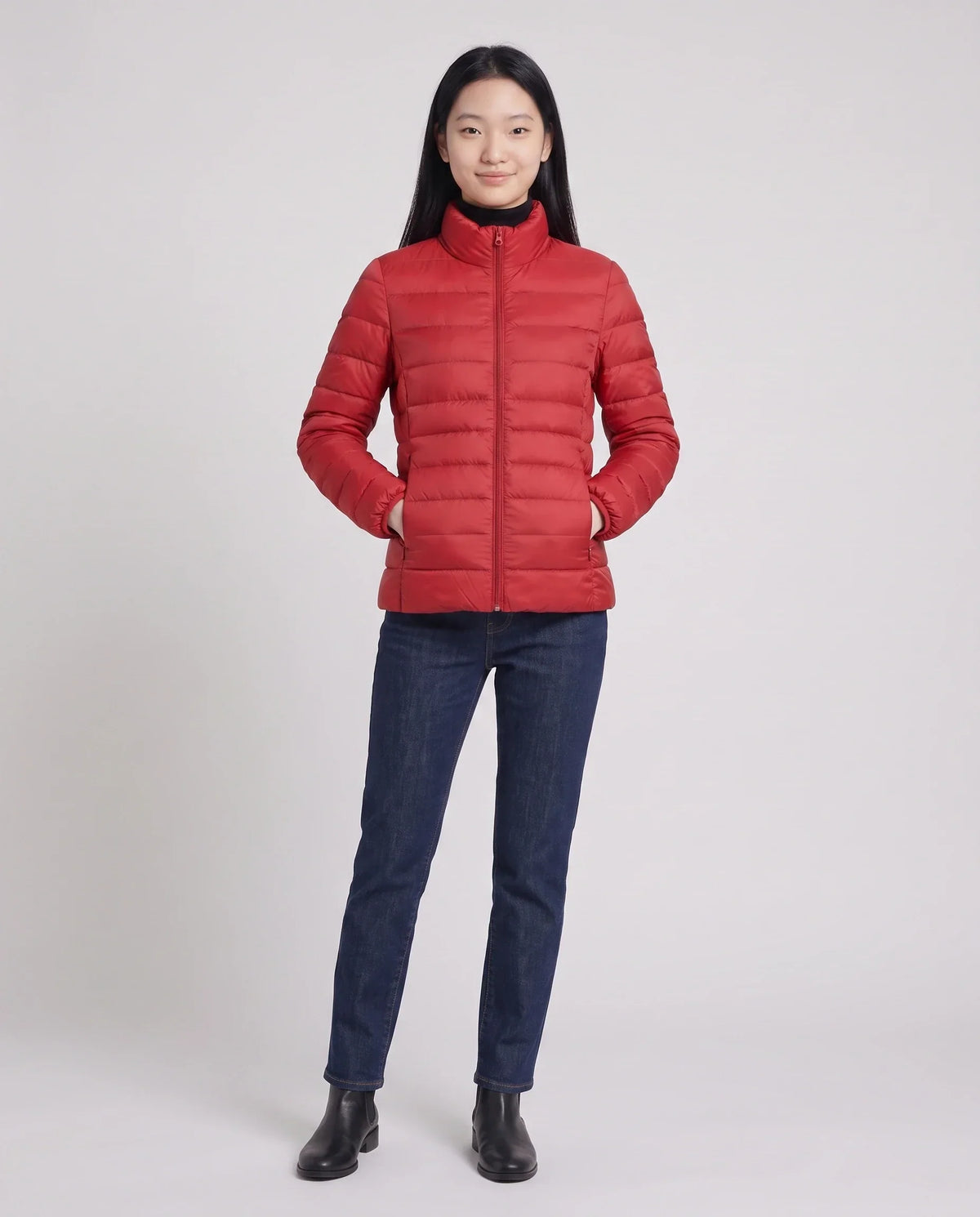Short Ultra-Lightweight Puffer Jacket with Funnel Collar