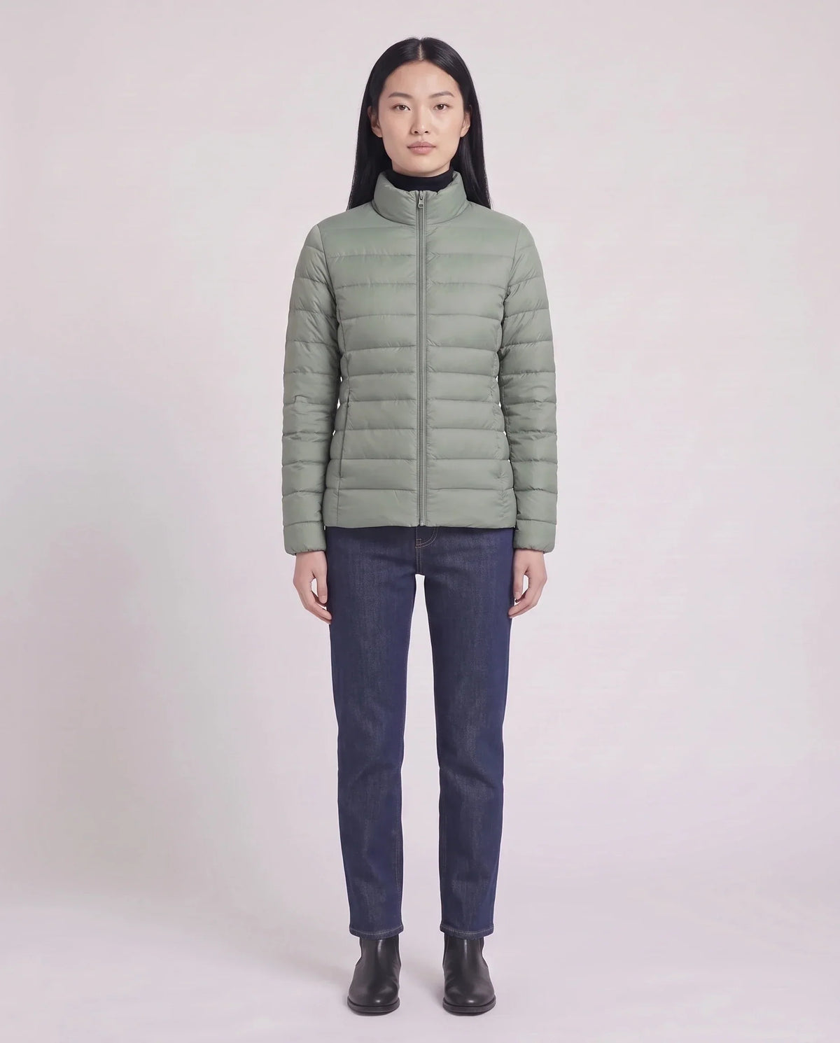 Short Ultra-Lightweight Puffer Jacket with Funnel Collar