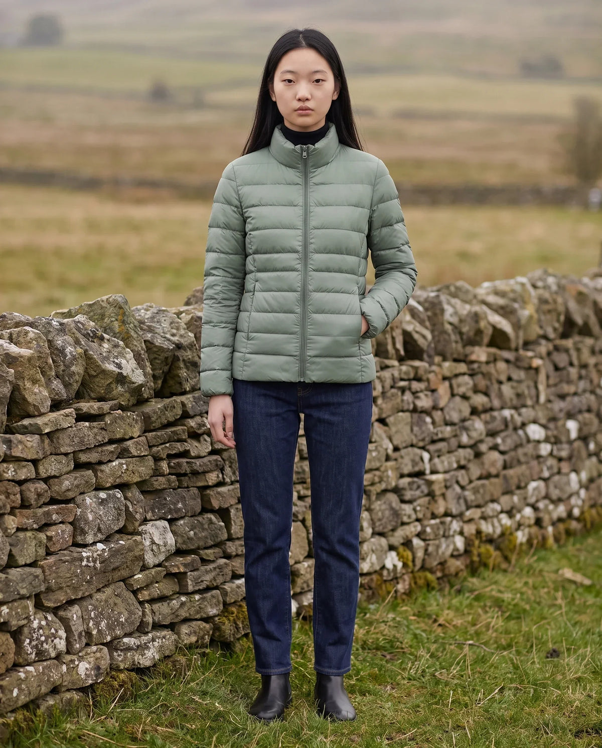 Short Ultra-Lightweight Puffer Jacket with Funnel Collar
