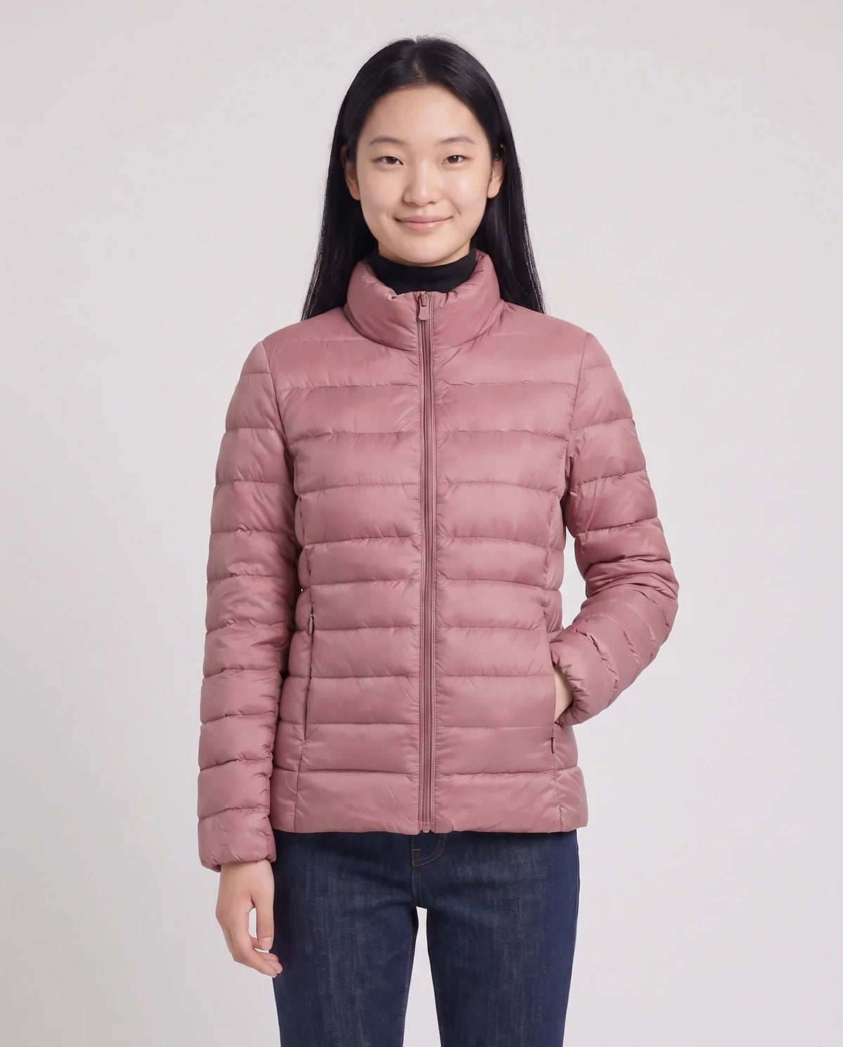 Short Ultra-Lightweight Puffer Jacket with Funnel Collar