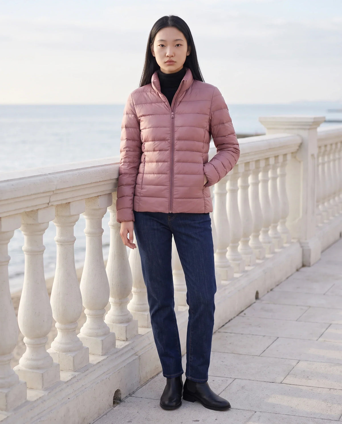 Short Ultra-Lightweight Puffer Jacket with Funnel Collar