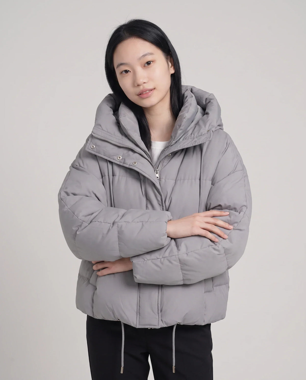 Cropped Hooded Puffer Jacket