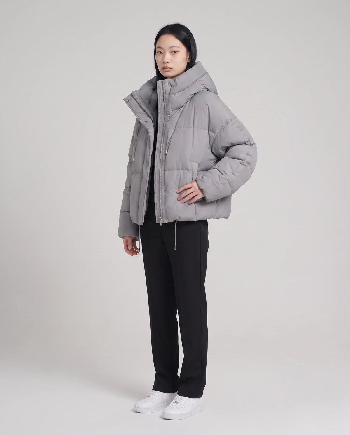 Cropped Hooded Puffer Jacket