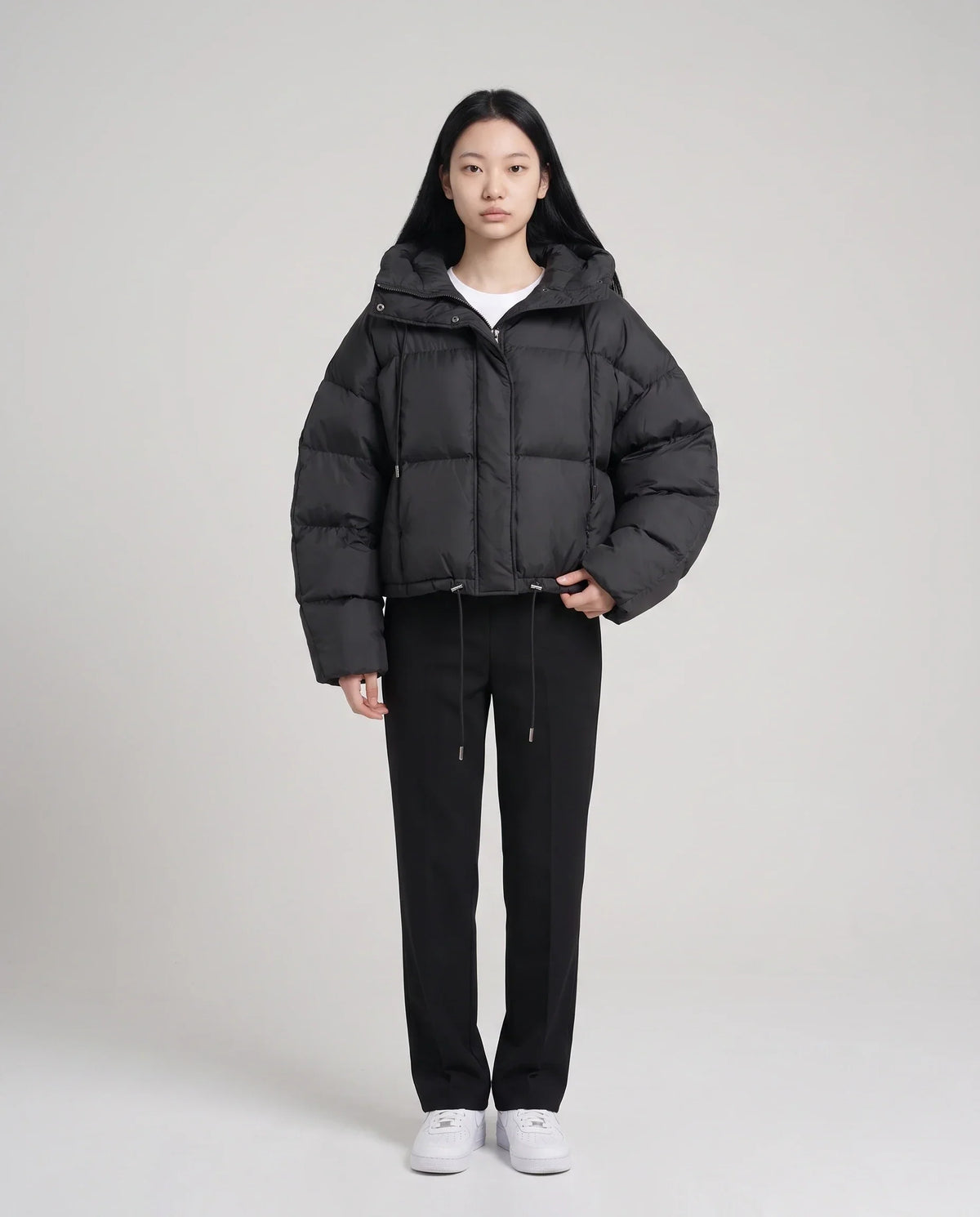 Cropped Hooded Puffer Jacket
