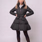 Fit-and-Flare Puffer Jacket with Tie Belt