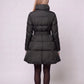 Fit-and-Flare Puffer Jacket with Tie Belt