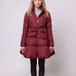 Fit-and-Flare Puffer Jacket with Tie Belt
