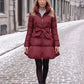 Fit-and-Flare Puffer Jacket with Tie Belt