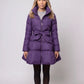 Fit-and-Flare Puffer Jacket with Tie Belt