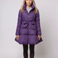 Fit-and-Flare Puffer Jacket with Tie Belt