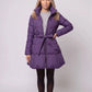 Fit-and-Flare Puffer Jacket with Tie Belt