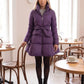 Fit-and-Flare Puffer Jacket with Tie Belt