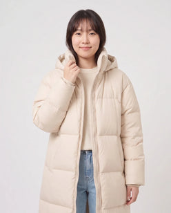 Extra-Long Puffer Jacket with Detachable Hood