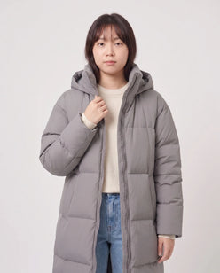 Extra-Long Puffer Jacket with Detachable Hood