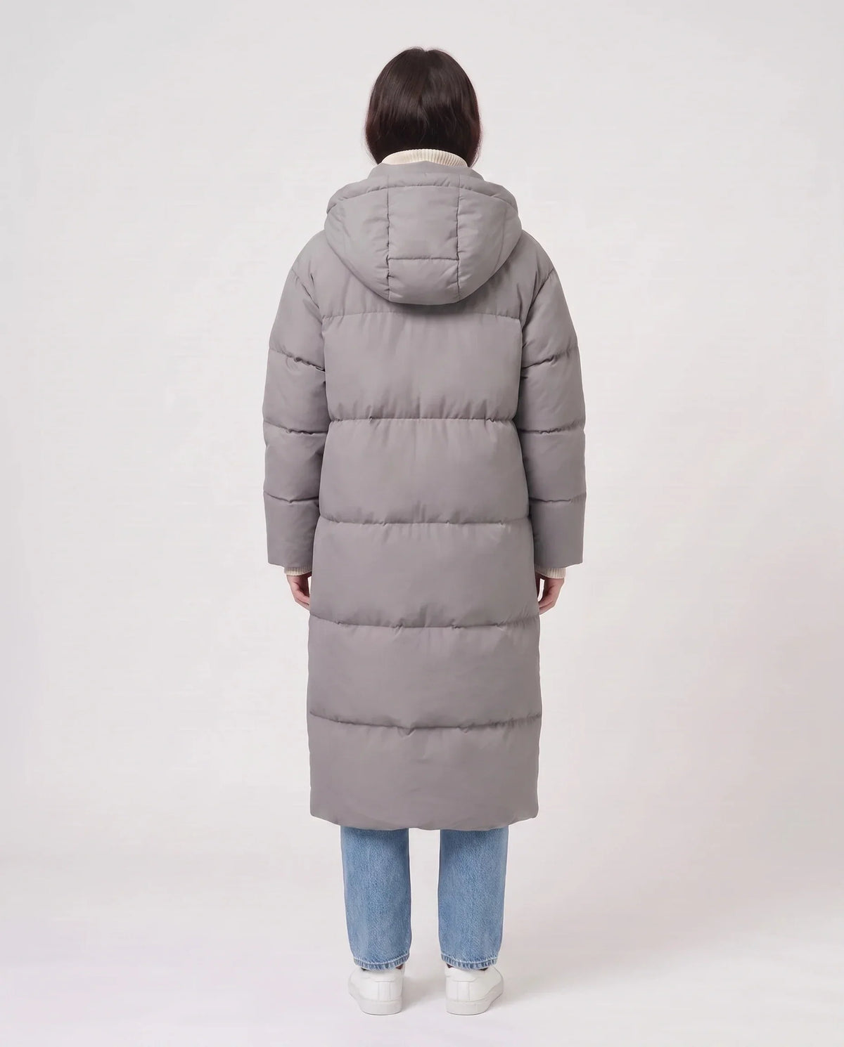 Extra-Long Puffer Jacket with Detachable Hood