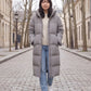 Extra-Long Puffer Jacket with Detachable Hood