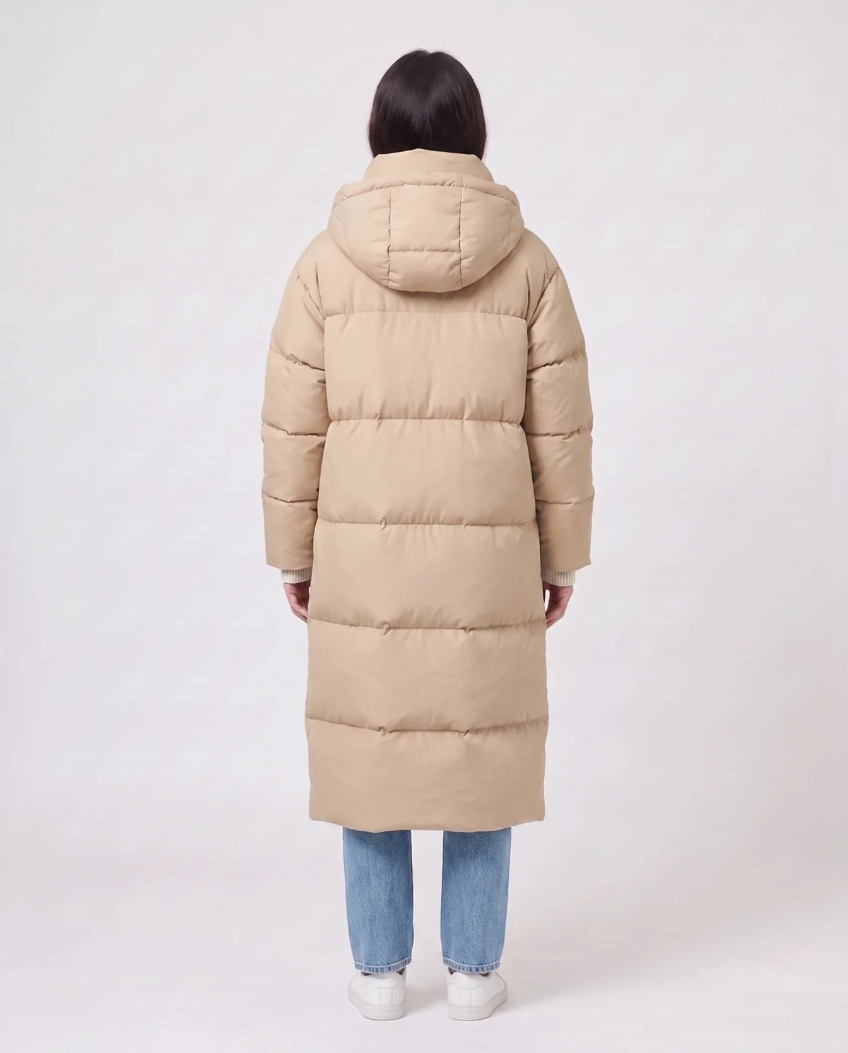 Extra-Long Puffer Jacket with Detachable Hood