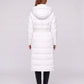 Extra-Long Hooded Puffer Jacket with Belt