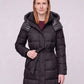 Extra-Long Hooded Puffer Jacket with Belt