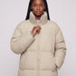 Extra-Long Boxy Puffer Jacket with Funnel Collar and Double Zip