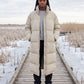 Extra-Long Boxy Puffer Jacket with Funnel Collar and Double Zip