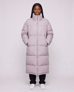 Extra-Long Boxy Puffer Jacket with Funnel Collar and Double Zip